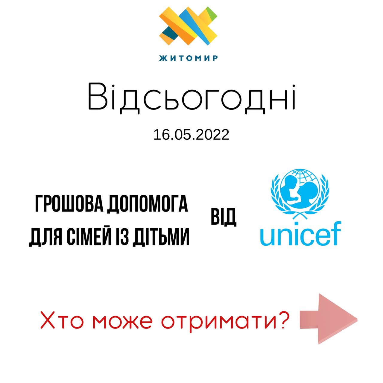 Відсьогодні — грошова допомога для сімей із дітьми від UNICEF